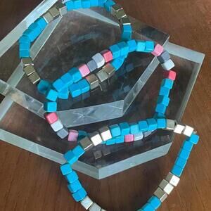 Erimish set of 3 turquoise & coral bracelet stack